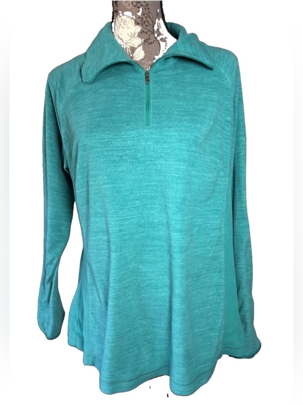 Columbia 1/2 Zip Fleece Pullover Sweatshirt Jacket Lightweight Teal Women's XL